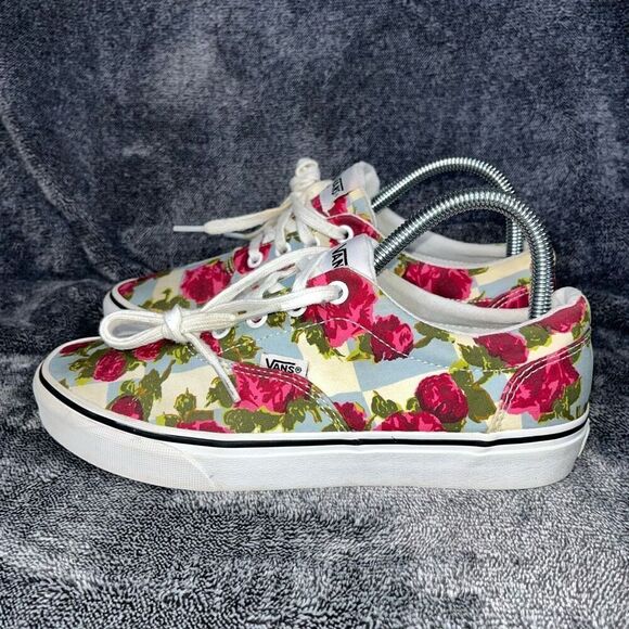 Vans Doheny Checkered Rose Floral Print Lace Up Low Top Sneakers Women's Size 7. - Picture 1 of 8